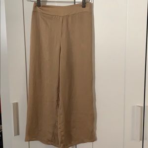 Gold cropped silky pants